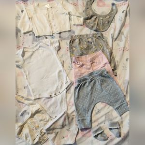 9 piece baby girl 3 month pants, bib, onsie - Carter's, Disney baby